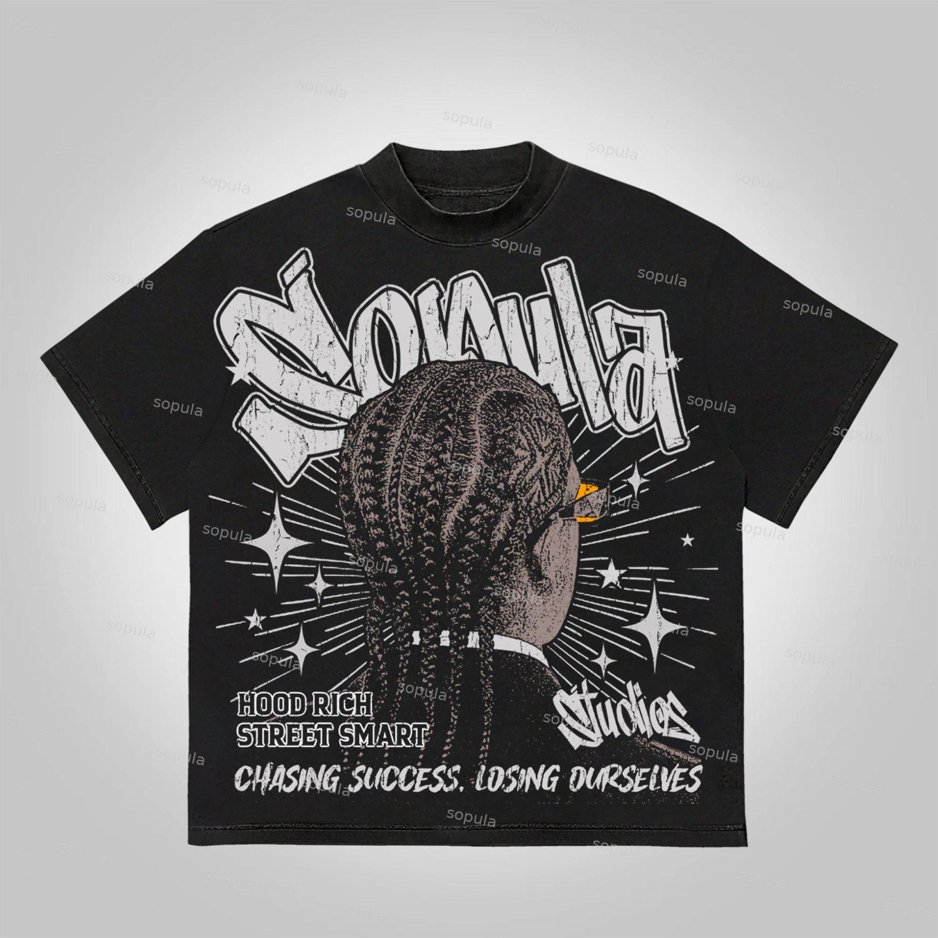 Sopula Street Dirty Braided Characters Make Vintage Graphics Cotton T-Shirt Product Image