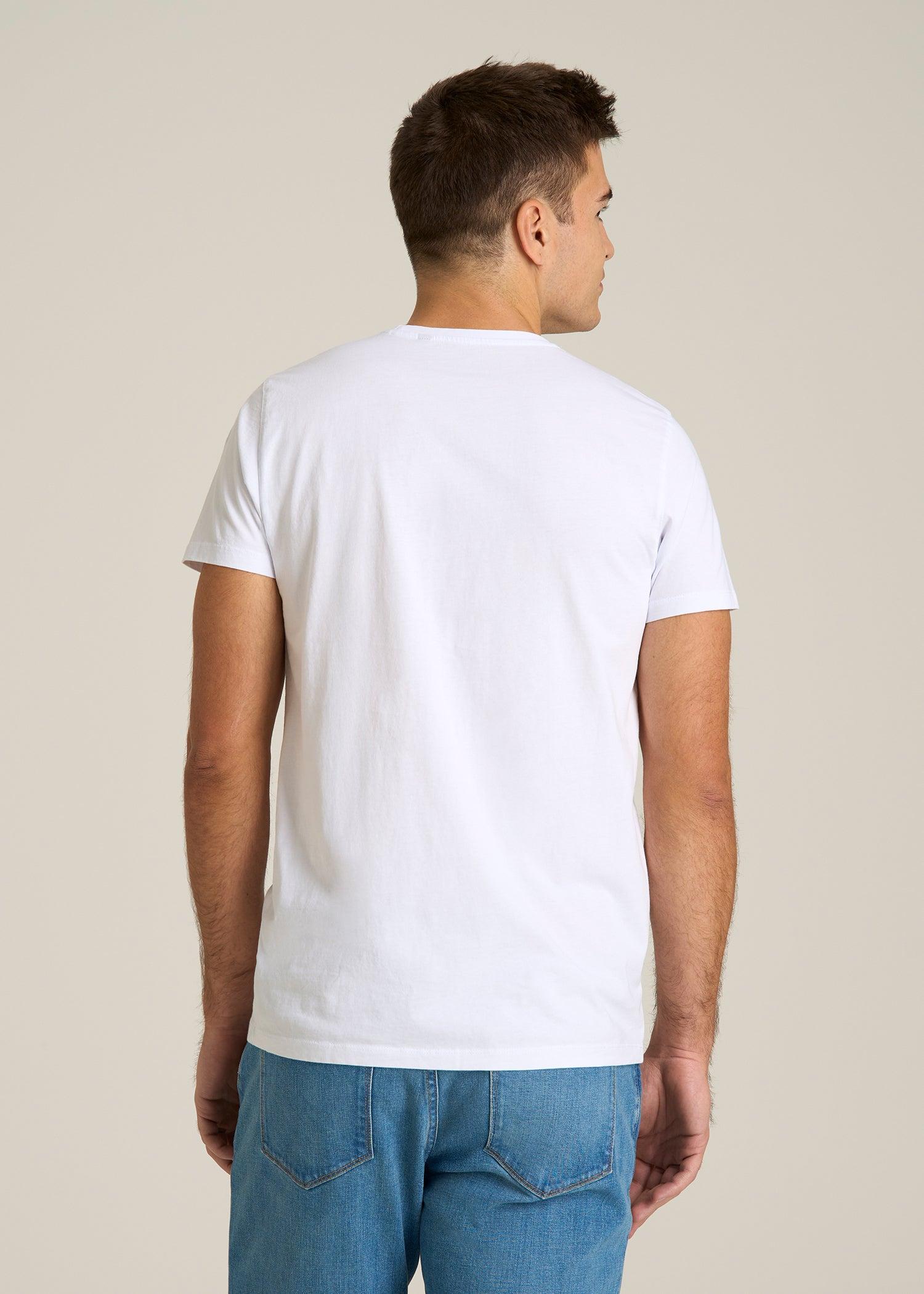 MODERN-FIT Embroidered Logo Crewneck T-Shirt for Tall Men in White Male Product Image