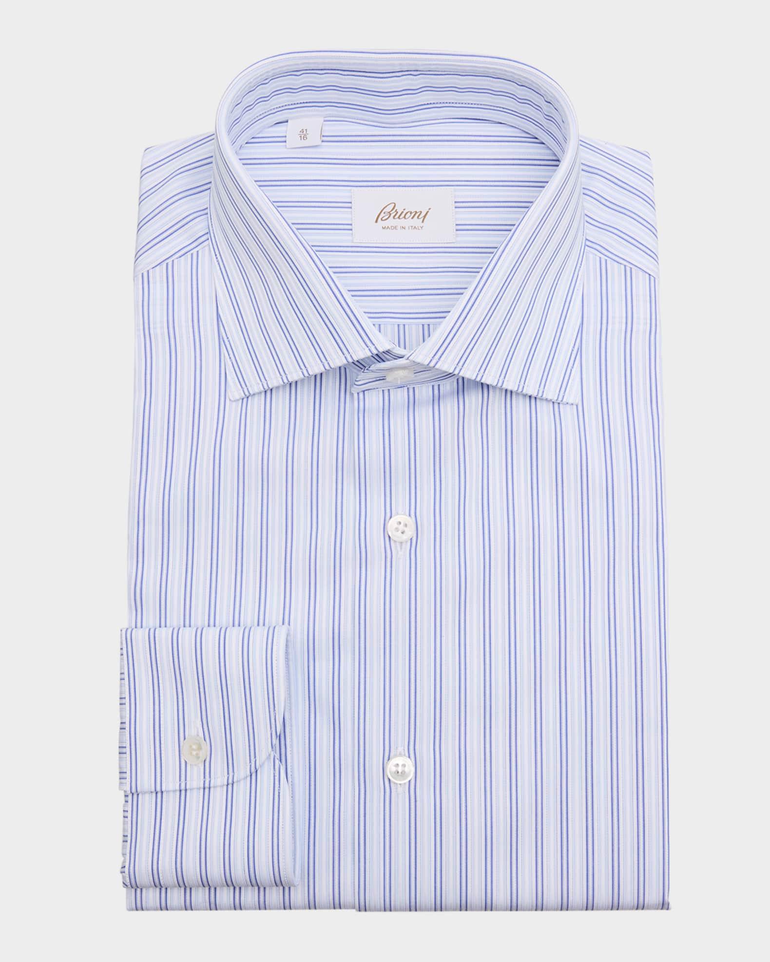 Men's Cotton Multi-Stripe Dress Shirt Product Image