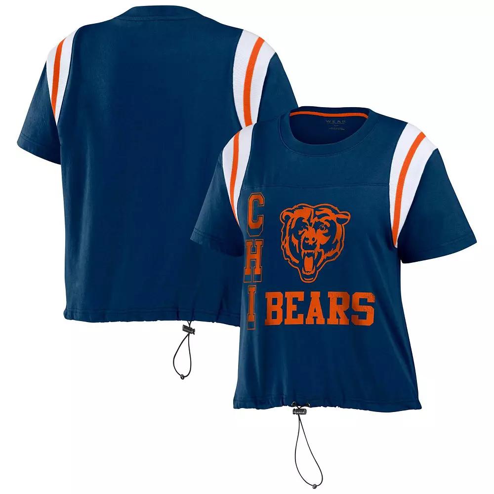 Women's WEAR by Erin Andrews Navy Chicago Bears Cinched Colorblock T-Shirt,  Product Image
