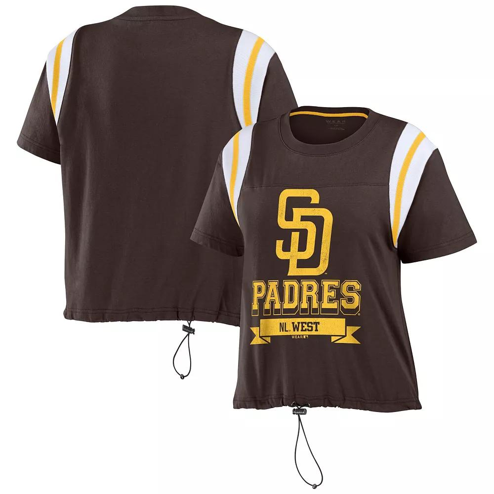 Women's WEAR by Erin Andrews Brown San Diego Padres Cinched Colorblock T-Shirt,  Product Image