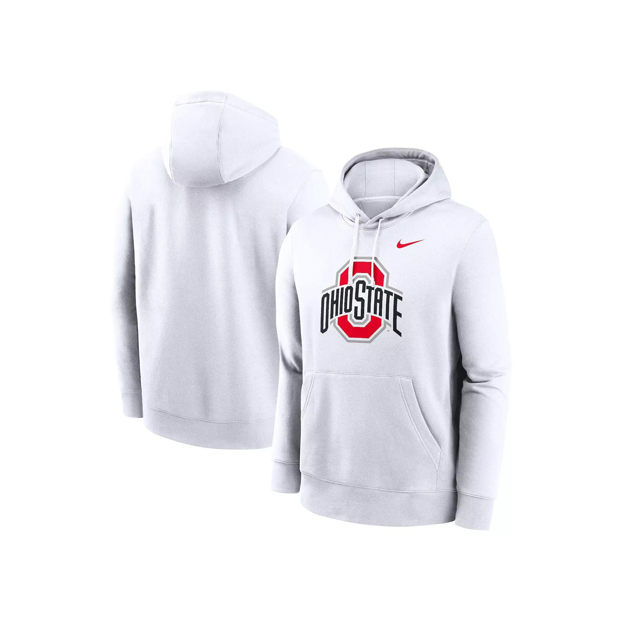 Men's Nike White Ohio State Buckeyes Primetime Evergreen Club Fleece Pullover Hoodie,  Product Image