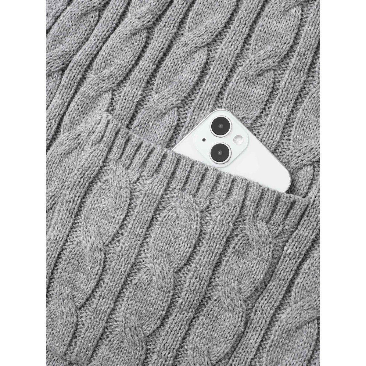 Plus Size Cable Knit Drop Shoulder Sleeve Cardigan Mediumgray Women Casual Loose Long Sleeve Everyday Cardigans BloomChic 14-16/1X Product Image