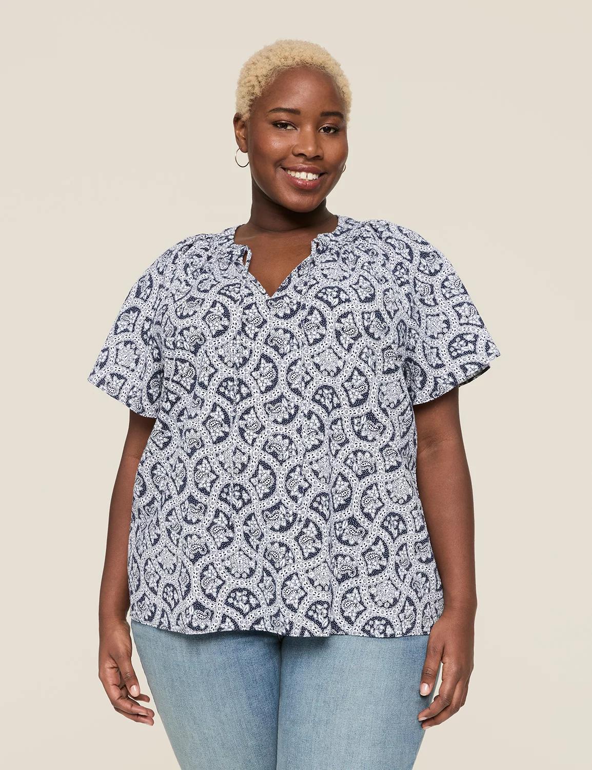 Swing Flutter-Sleeve Popover Blouse Product Image