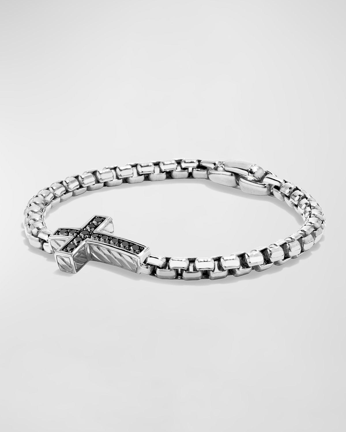 Mens Streamline Cross Bracelet in Silver, 5mm Product Image