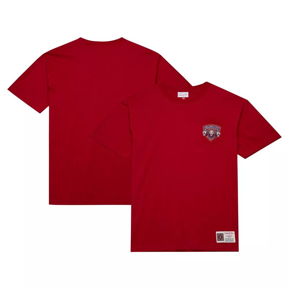 Men's Mitchell & Ness Red Orlando City SC 10th Anniversary Premium Pocket T-Shirt,  Product Image