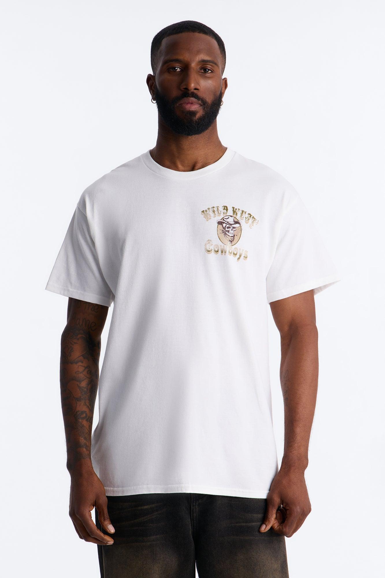 Wild West Cowboys Oversized Short Sleeve Tee - White Male Product Image