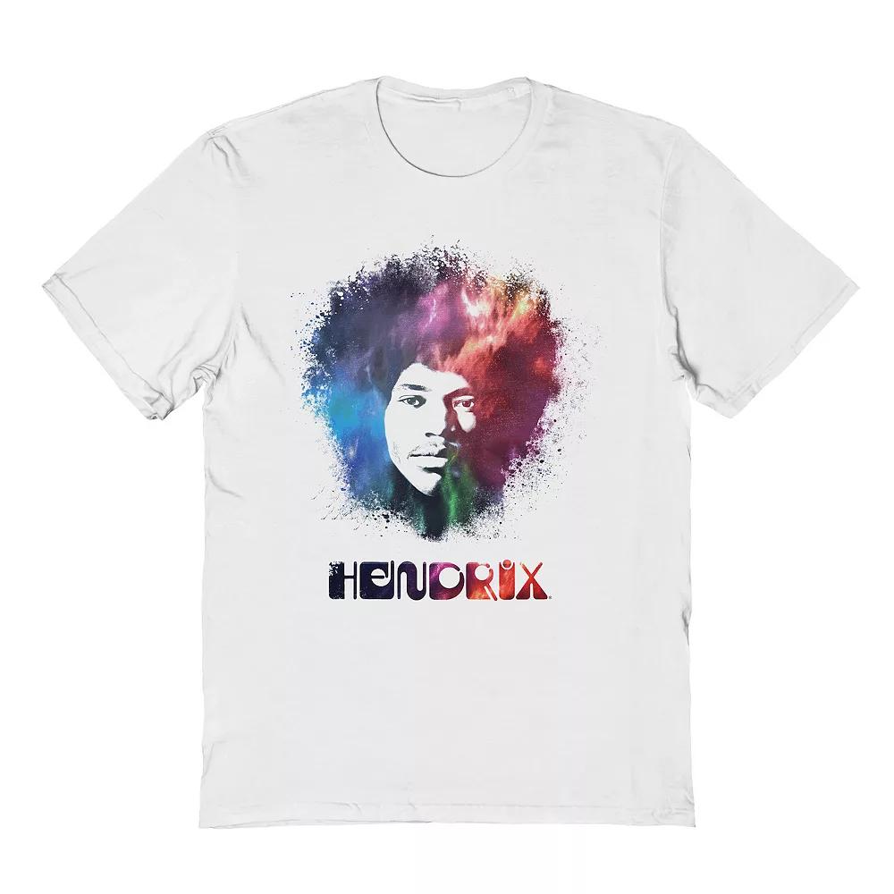 Men's Jimi Hendrix Rainbow Hair Graphic Tee, Size: Large, White Product Image
