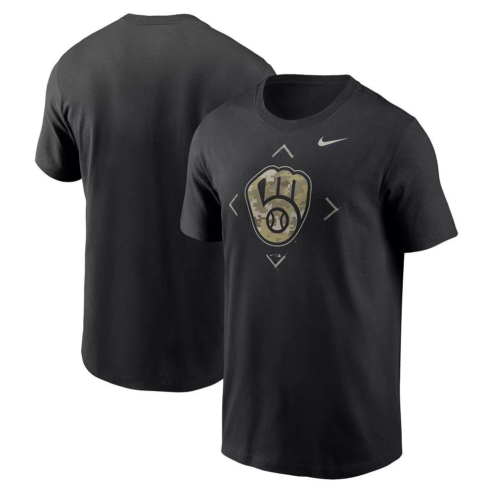 Men's Nike Black Milwaukee Brewers Camo Logo T-Shirt,  Product Image