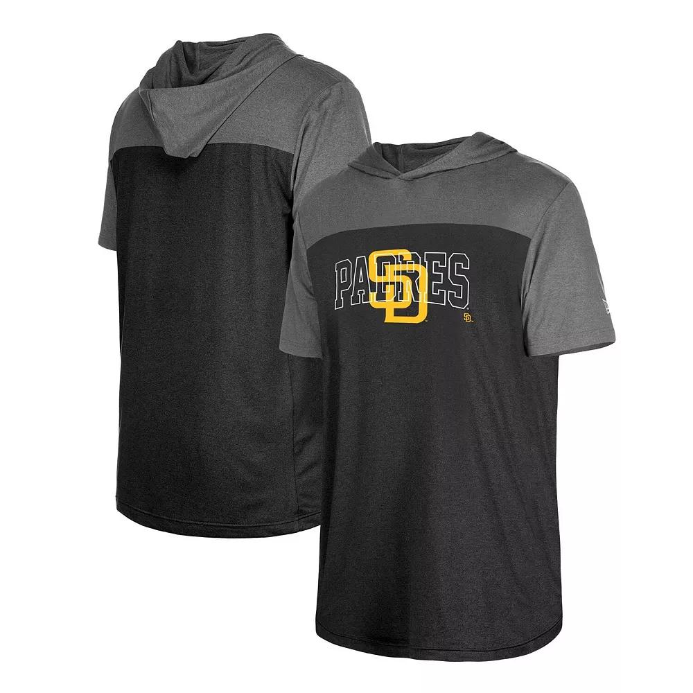 Men's New Era Black San Diego Padres Active Brushed Hoodie T-Shirt,  Product Image