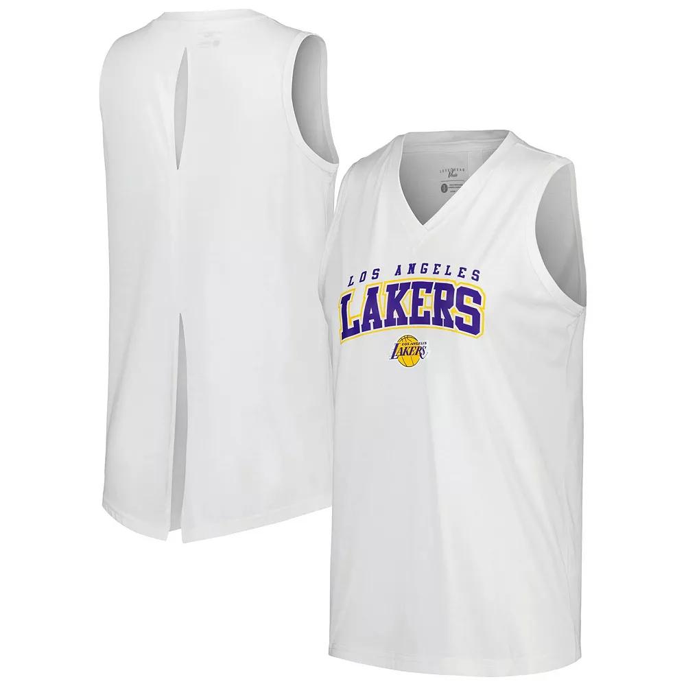 Women's Levelwear White Los Angeles Lakers Paisley Peekaboo Tank Top,  Product Image