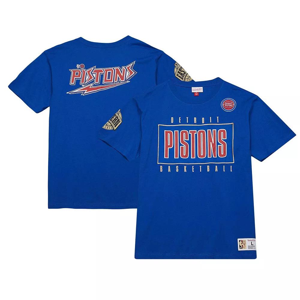 Mens Mitchell & Ness Blue Detroit Pistons Hardwood Classics Team OG 2.0 Premium Vintage Logo T-Shirt Product Image