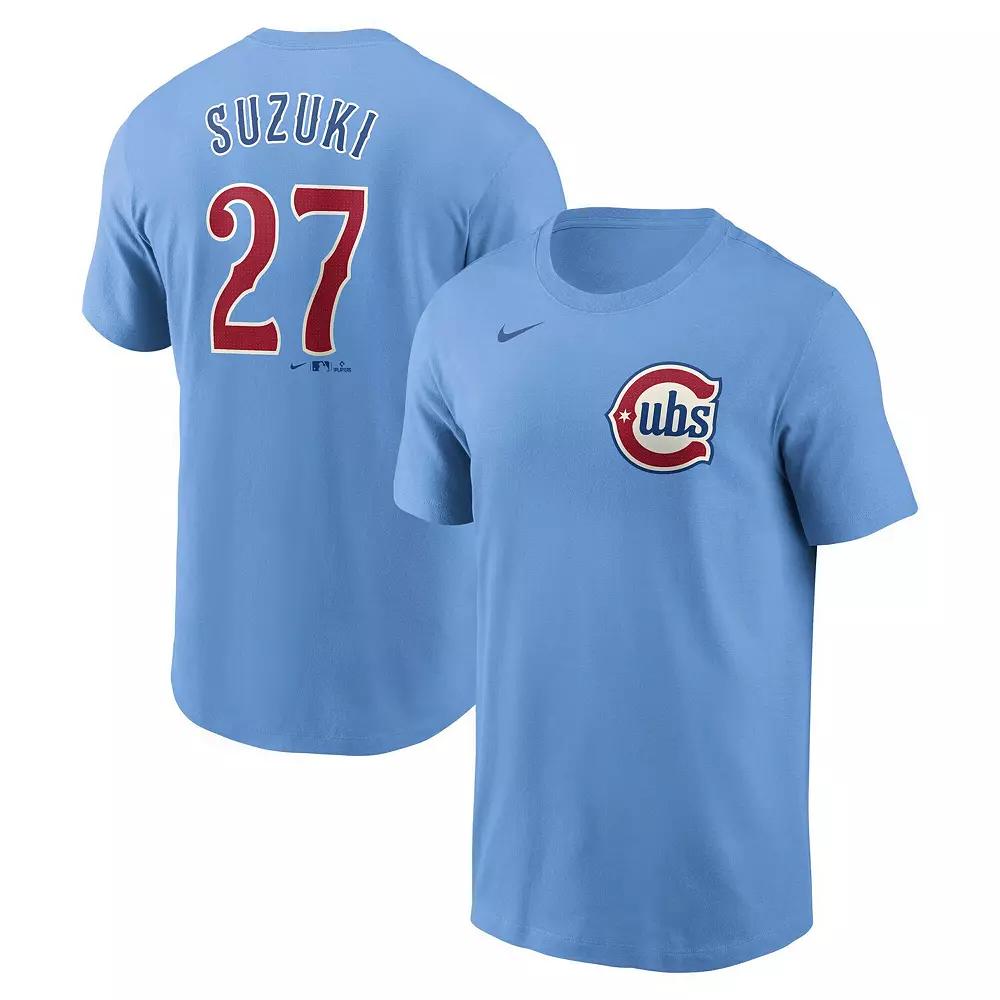 Men's Nike Seiya Suzuki Baby Blue Chicago Cubs Fuse Name & Number T-Shirt,  Product Image
