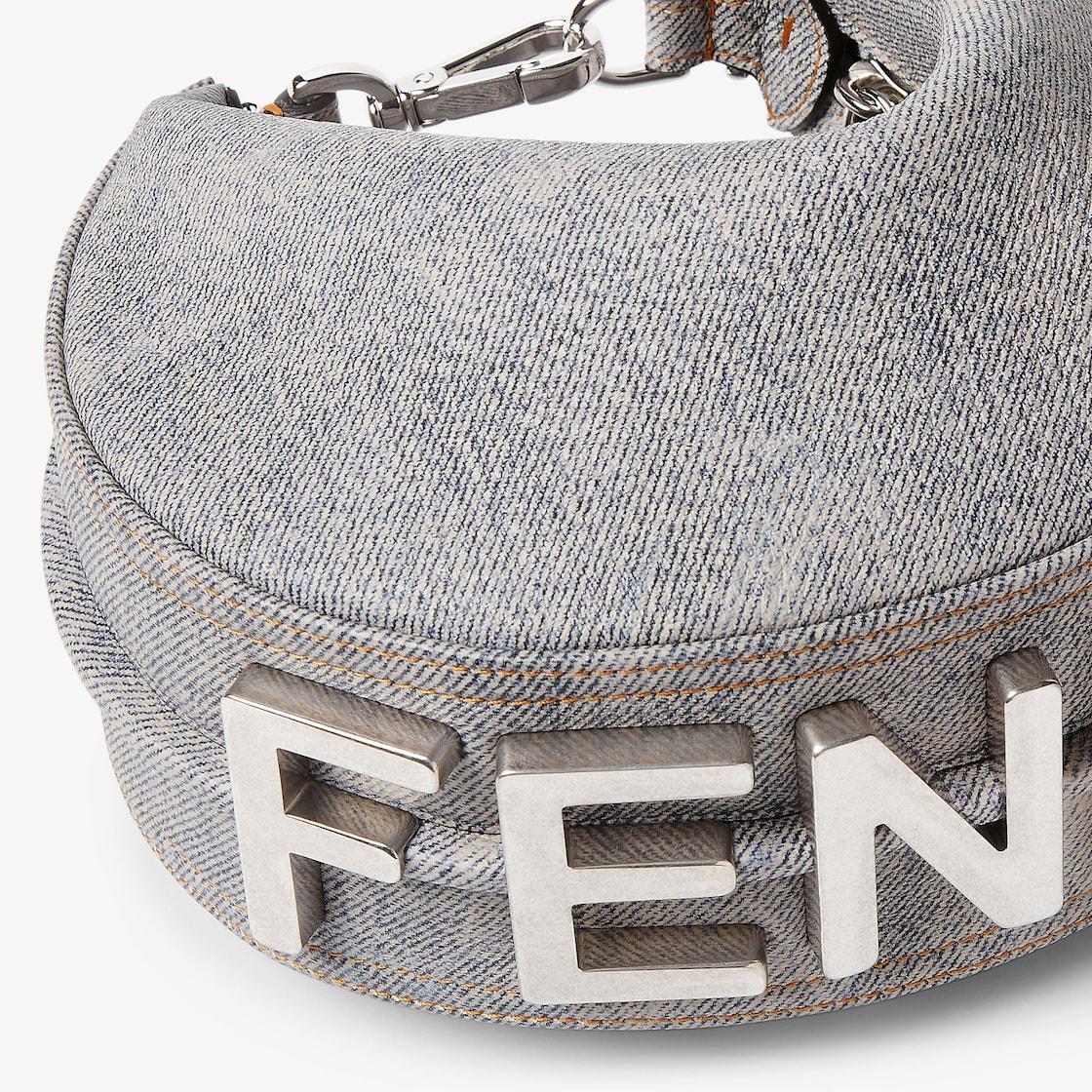 Fendigraphy MiniGray washed denim-effect leather mini-bag Product Image