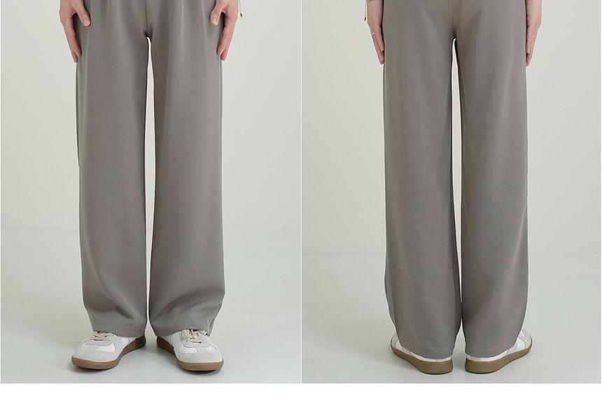 High Waist Plain Straight Leg Pants Product Image