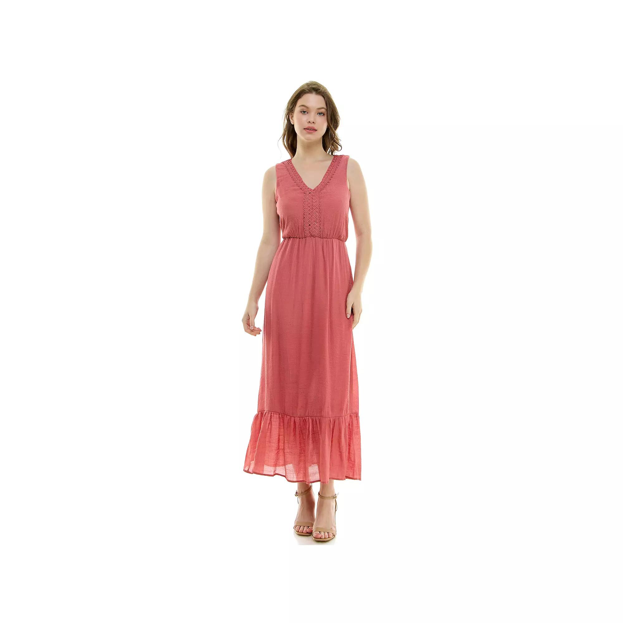 Women's Luxology V Neck Gauze Maxi Dress, Size: Small, Rosewood Product Image