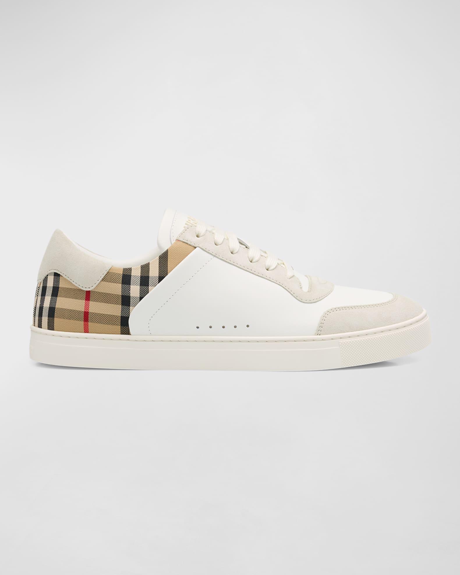 Mens Stevie Check Leather & Canvas Sneakers Product Image
