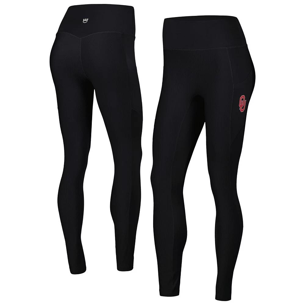 Women's Black Oklahoma Sooners 7/8 Mixed Media Pocket iLeggings,  Product Image