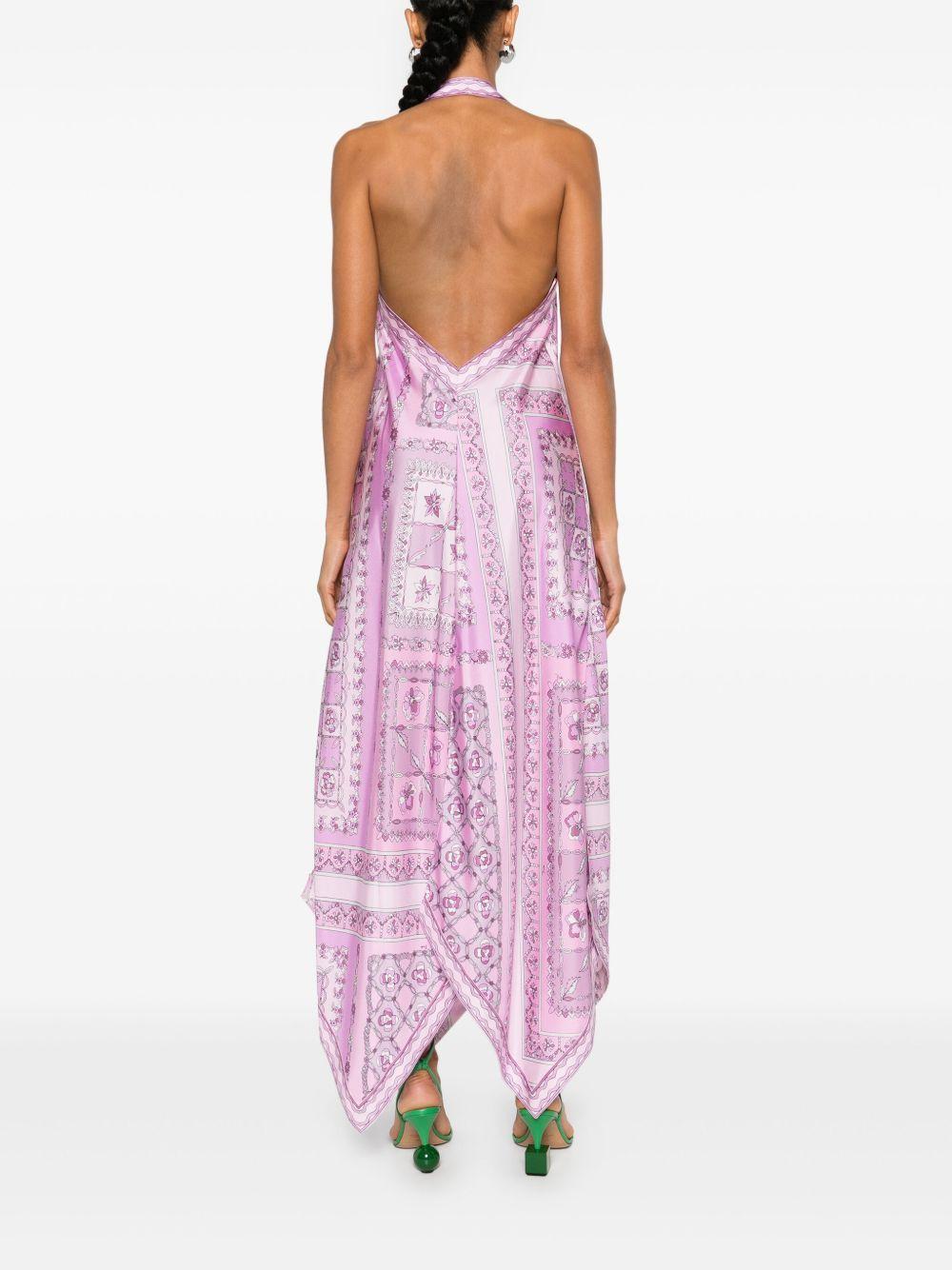 Festa-print silk midi dress Product Image