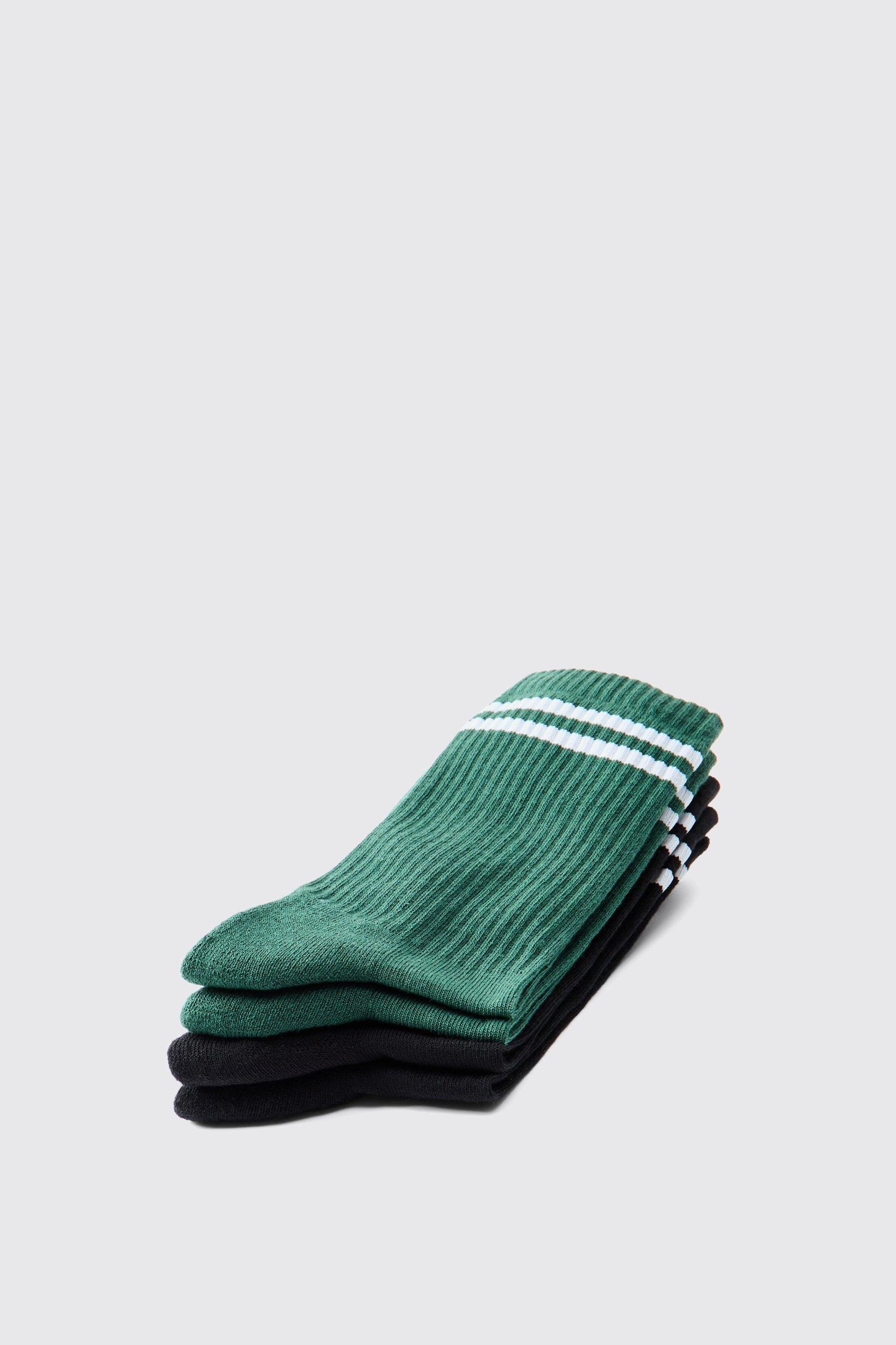 2 Pack Official MAN Highbuild Print Stripe Sport Sock | boohooMAN USA Product Image