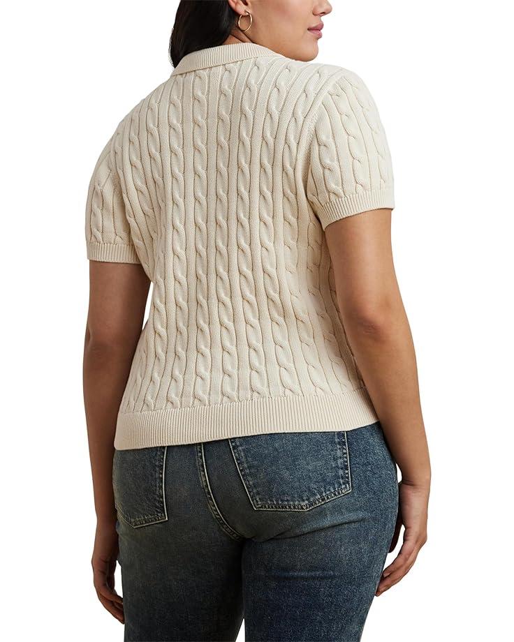 Cable-Knit Cotton Polo Sweater Product Image