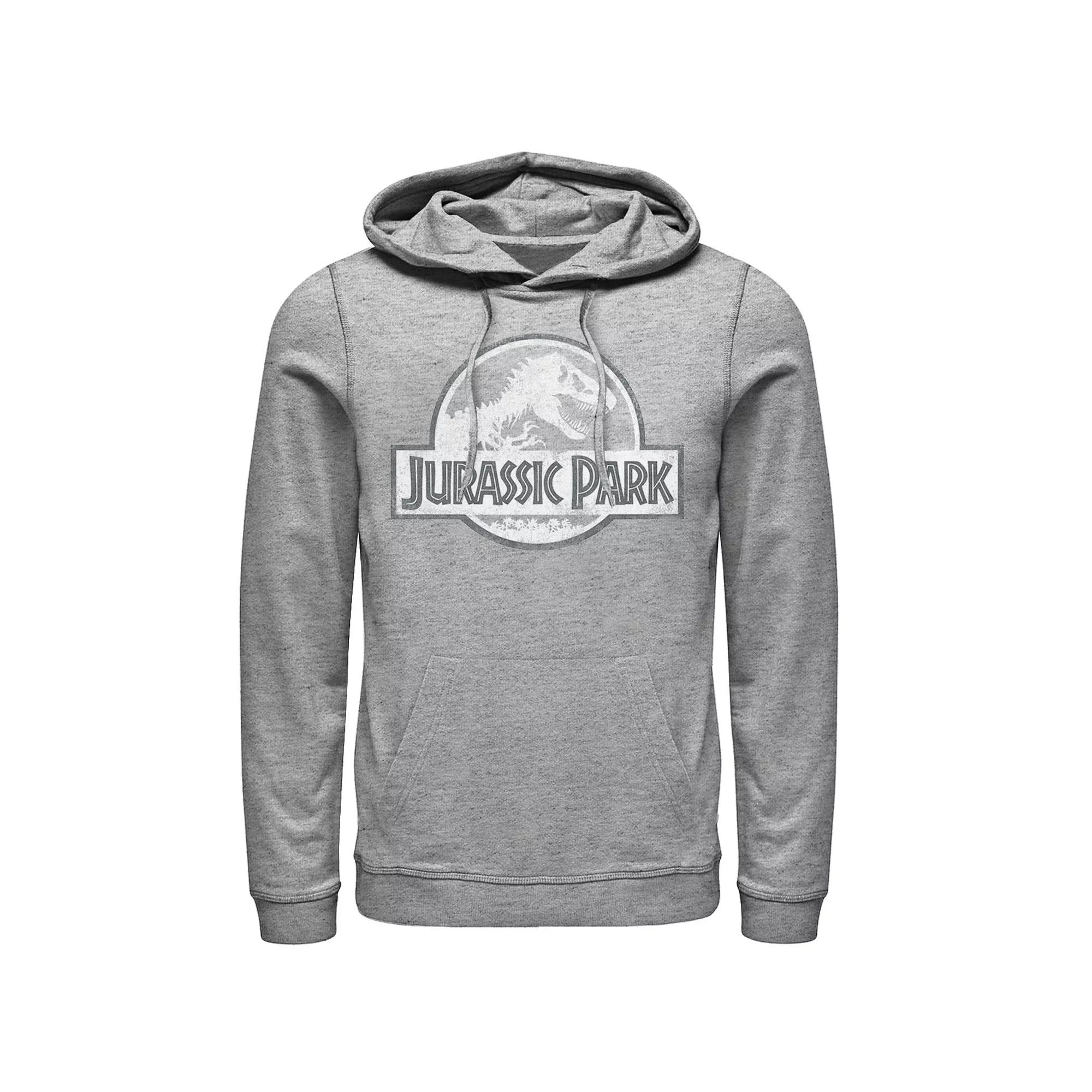 Men's Jurassic Park White Distressed Circle Logo Pullover Hoodie,  Product Image