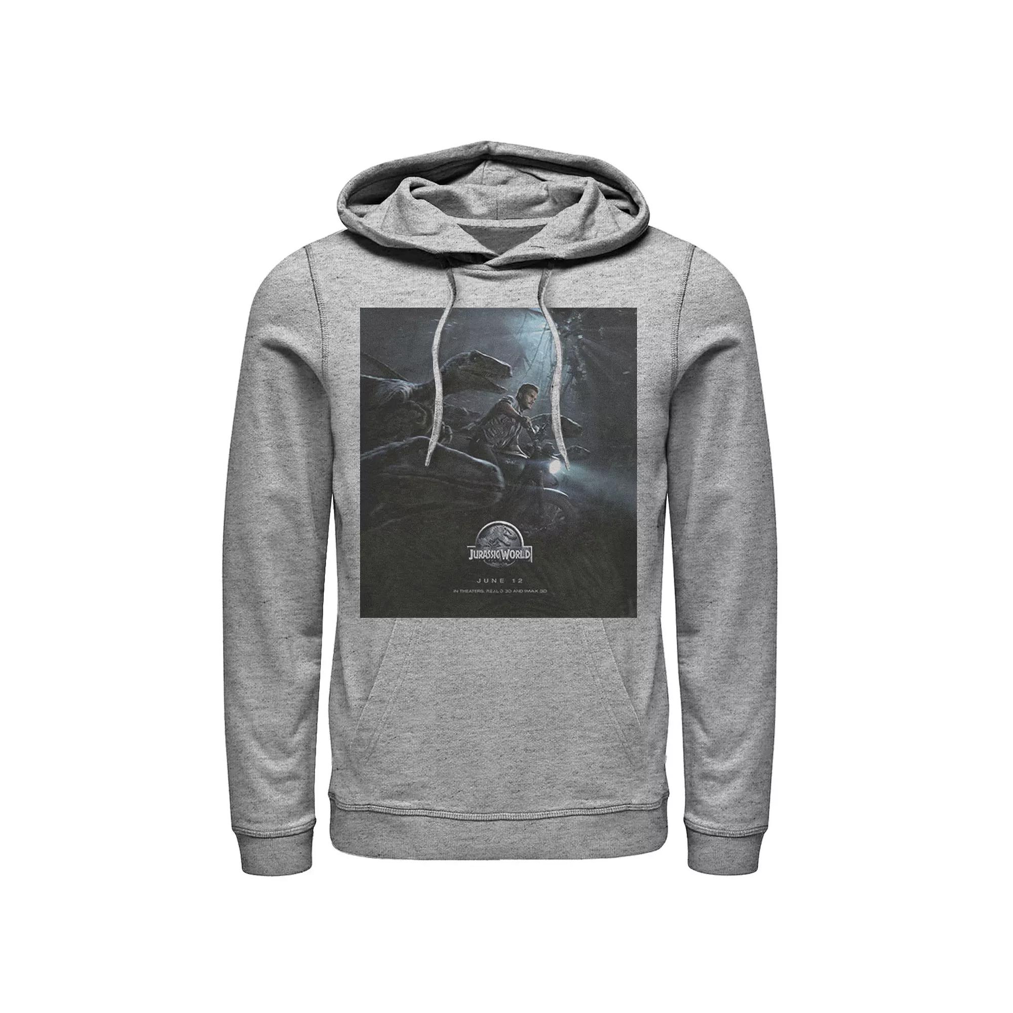 Men's Jurassic World Owen Ride Raptor Movie Poster Hoodie, Size: Small, Athletic Grey Product Image