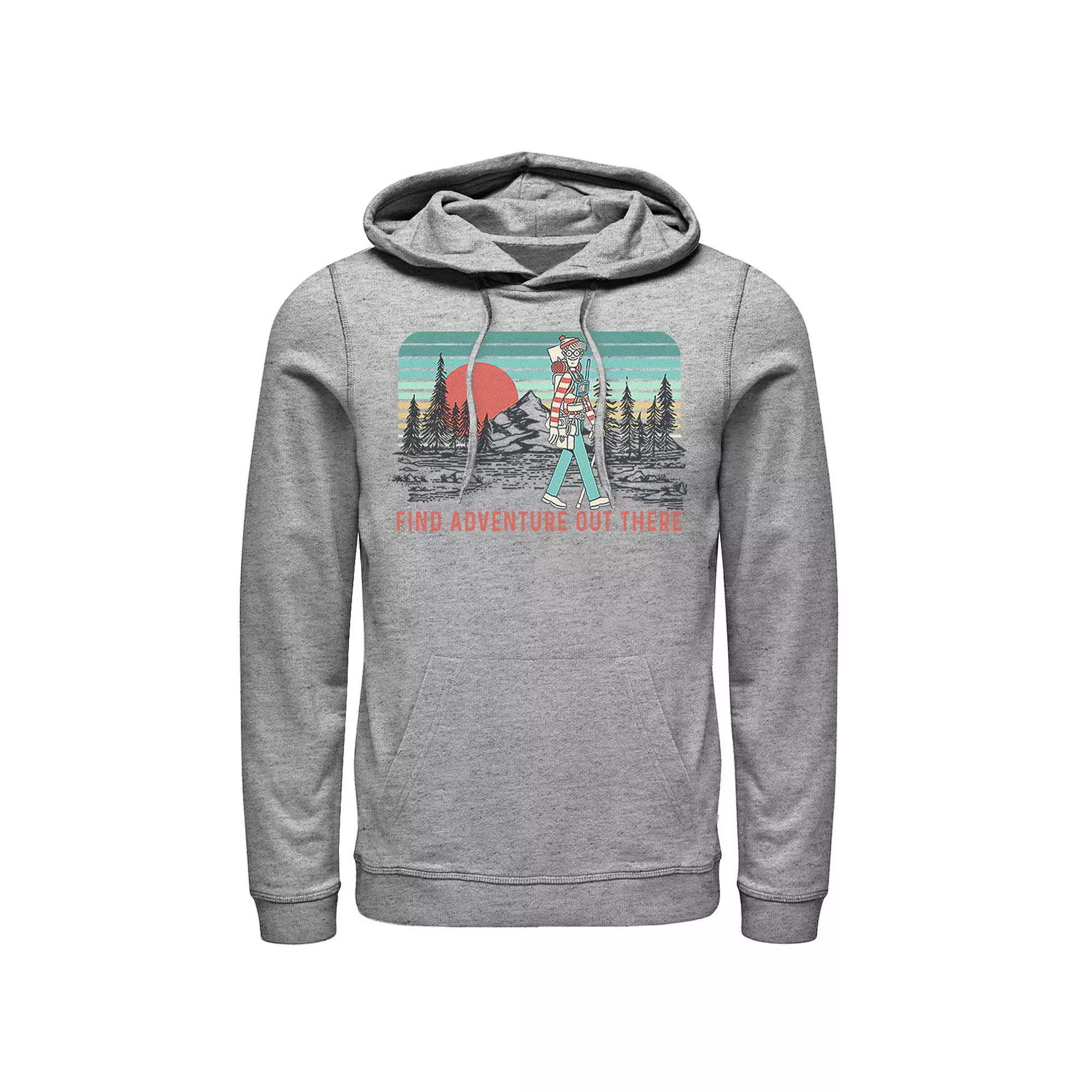 Men's Where's Waldo Find Adventure Out There Hoodie, Size: Medium, Athletic Grey Product Image
