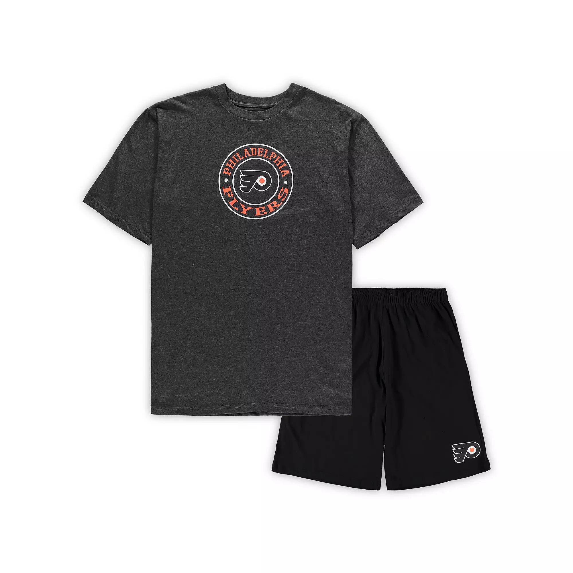 Men's Concepts Sport Black/Heathered Charcoal Philadelphia Flyers Big & Tall T-Shirt & Shorts Sleep Set,  Product Image