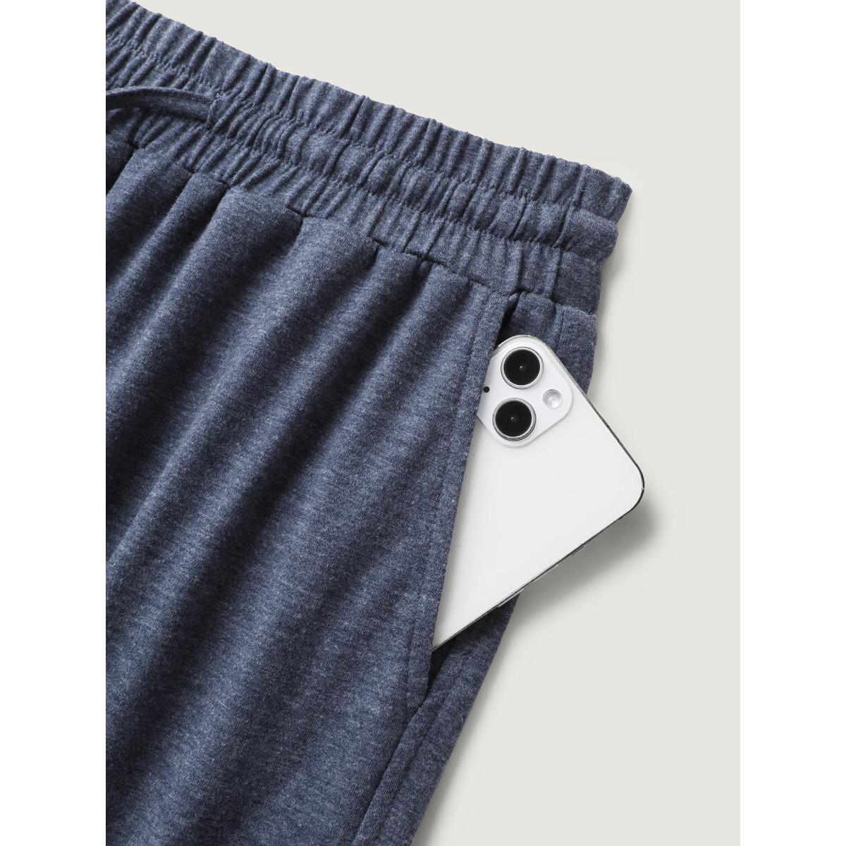 Plus Size Waist Drawstring Split Hem Wide-Leg Pants Women Indigo Leisure Loose Mid Rise Casual Pants BloomChic 10/M Product Image