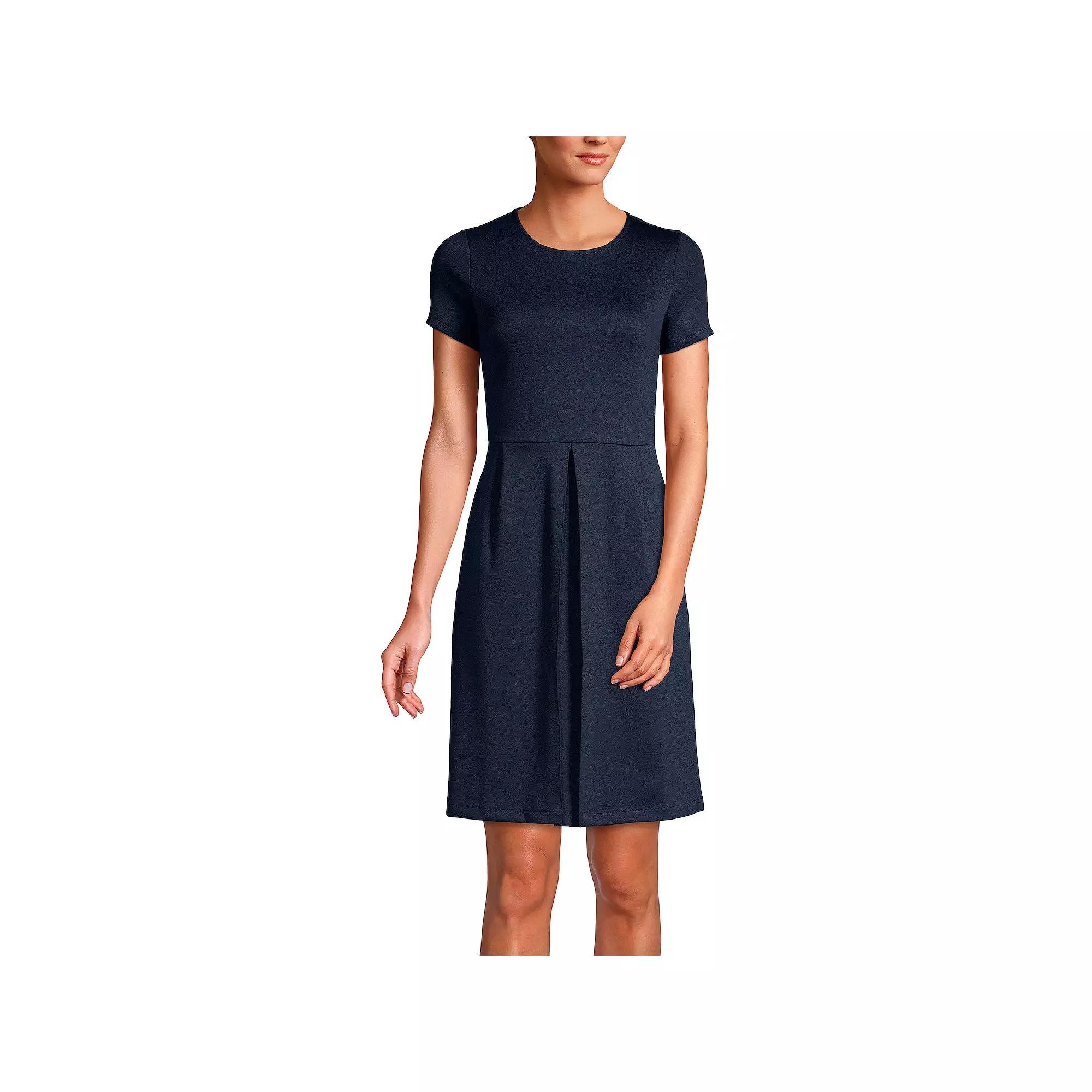 Women's Lands' End School Uniform Short Sleeve Ponte Mini Dress, Size: 4, Classic Blue Product Image