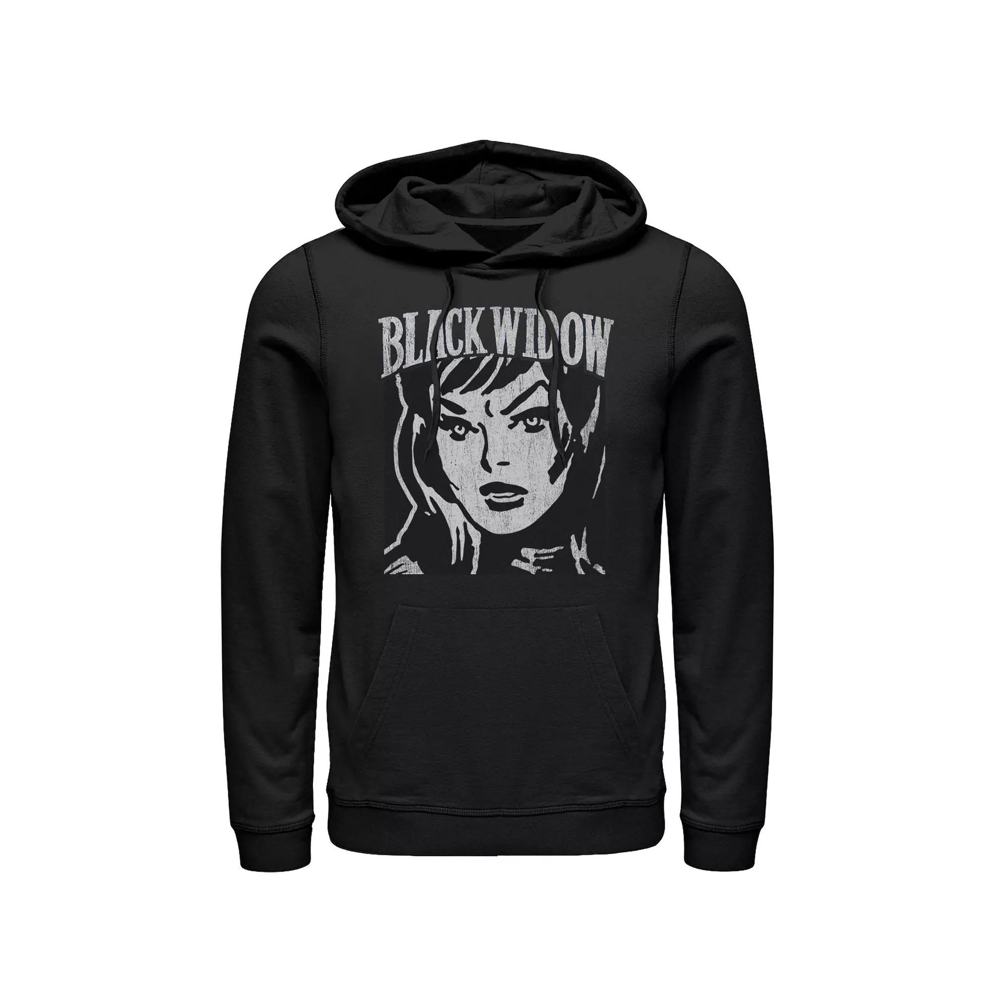 Men's Marvel Black Widow Retro Vintage Portrait Hoodie,  Product Image