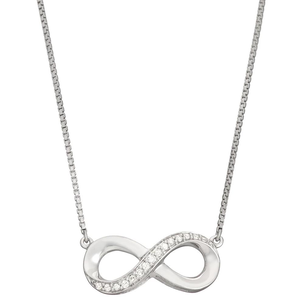 HDI Sterling Silver 1/10 Carat T.W. Diamond Infinity Pendant, Women's, Size: 18" Product Image