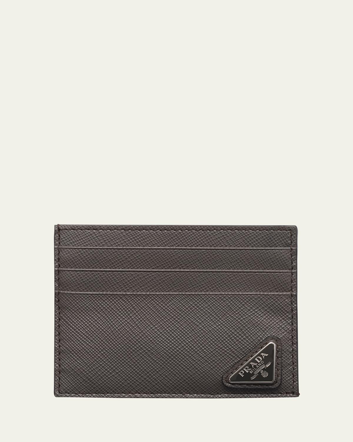 Mens Saffiano Leather Logo Card Case Product Image