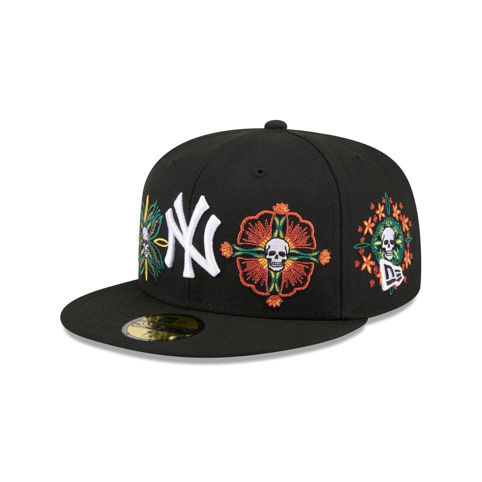 New York Yankees Day of the Dead Skull & Flowers 59FIFTY Fitted Hat Male Product Image