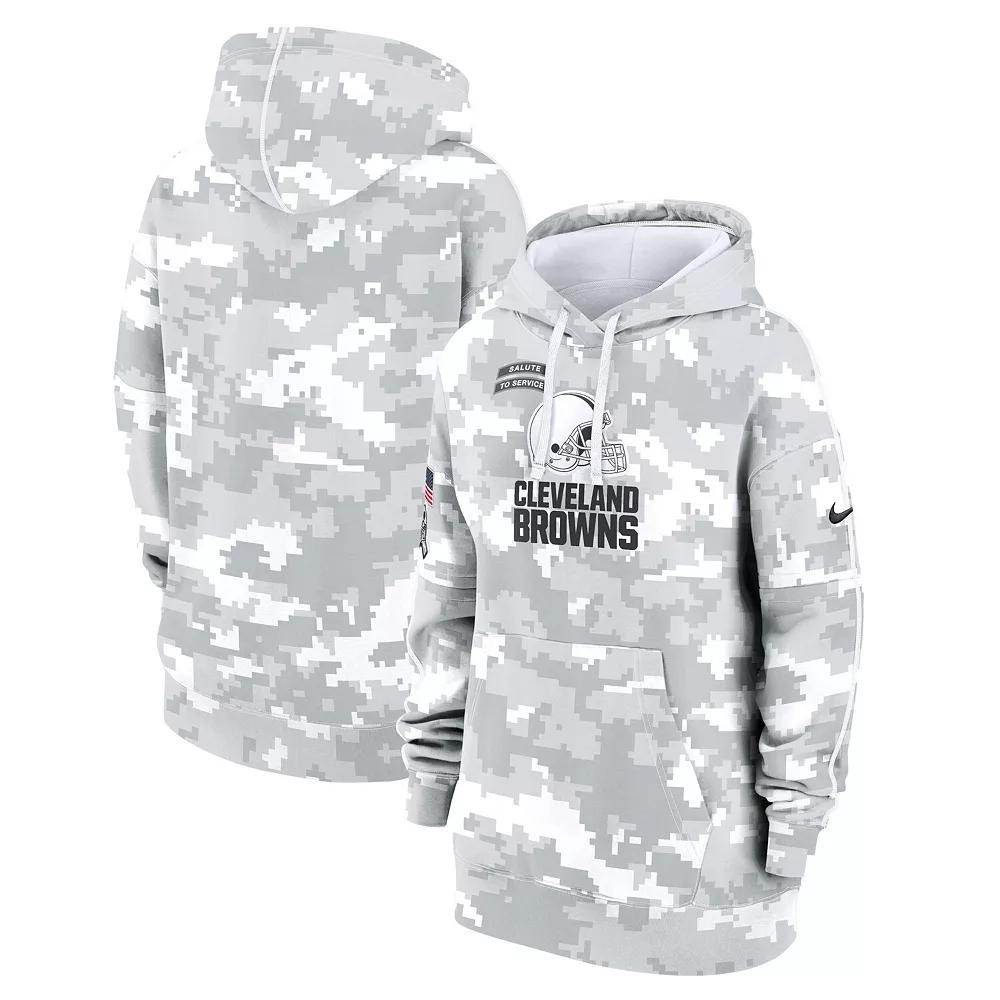 Women's Nike Arctic Camo Cleveland Browns 2024 Salute To Service Club Fleece Oversized Pullover Hoodie, Size: 3XL, Team Product Image