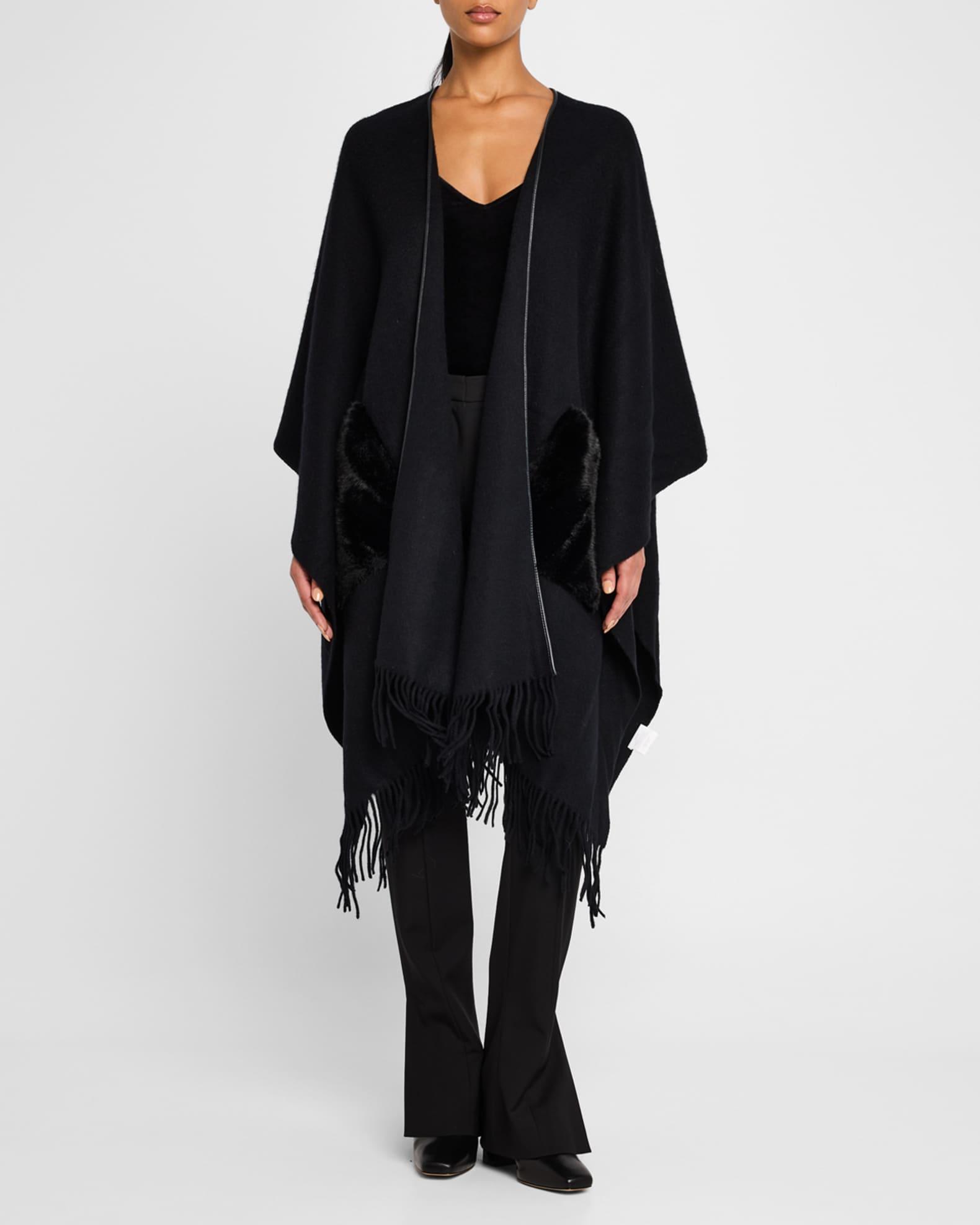 Ruana Shawl W/ Faux Fur Trim Product Image