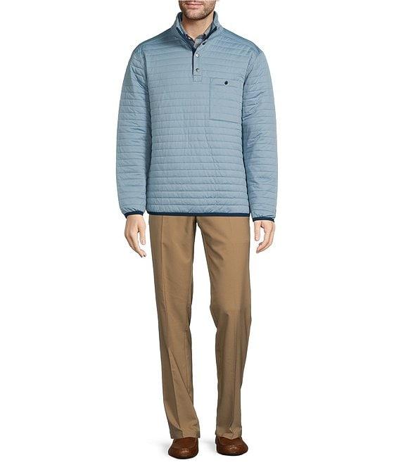 Roundtree & Yorke Long Sleeve Solid Quilted Snap Mockneck Pullover Product Image
