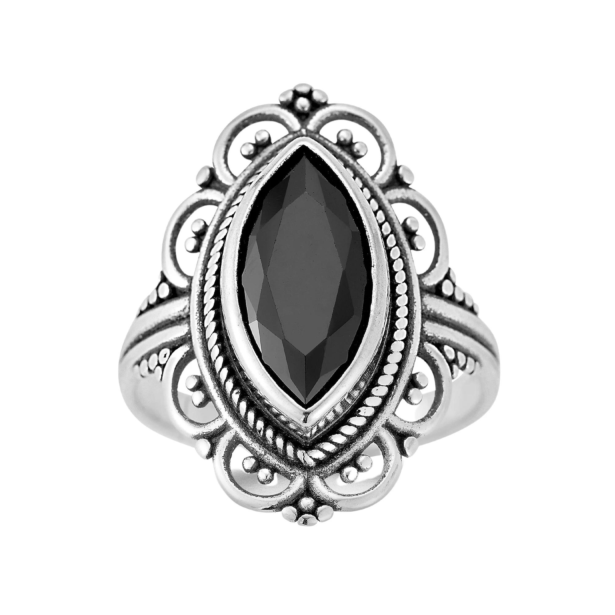 Sunkissed Sterling Sterling Silver Oxidized Marquise Cubic Zirconia Ring, Women's, Size: 6, Silver Tone Product Image