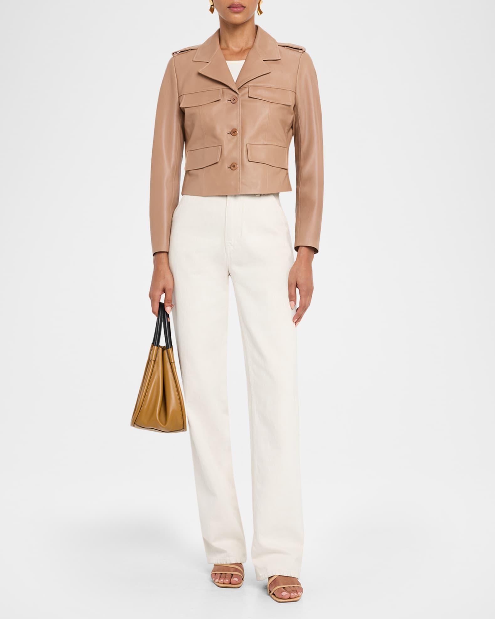 Sleek Statement I Lambskin Leather Crop Jacket Product Image