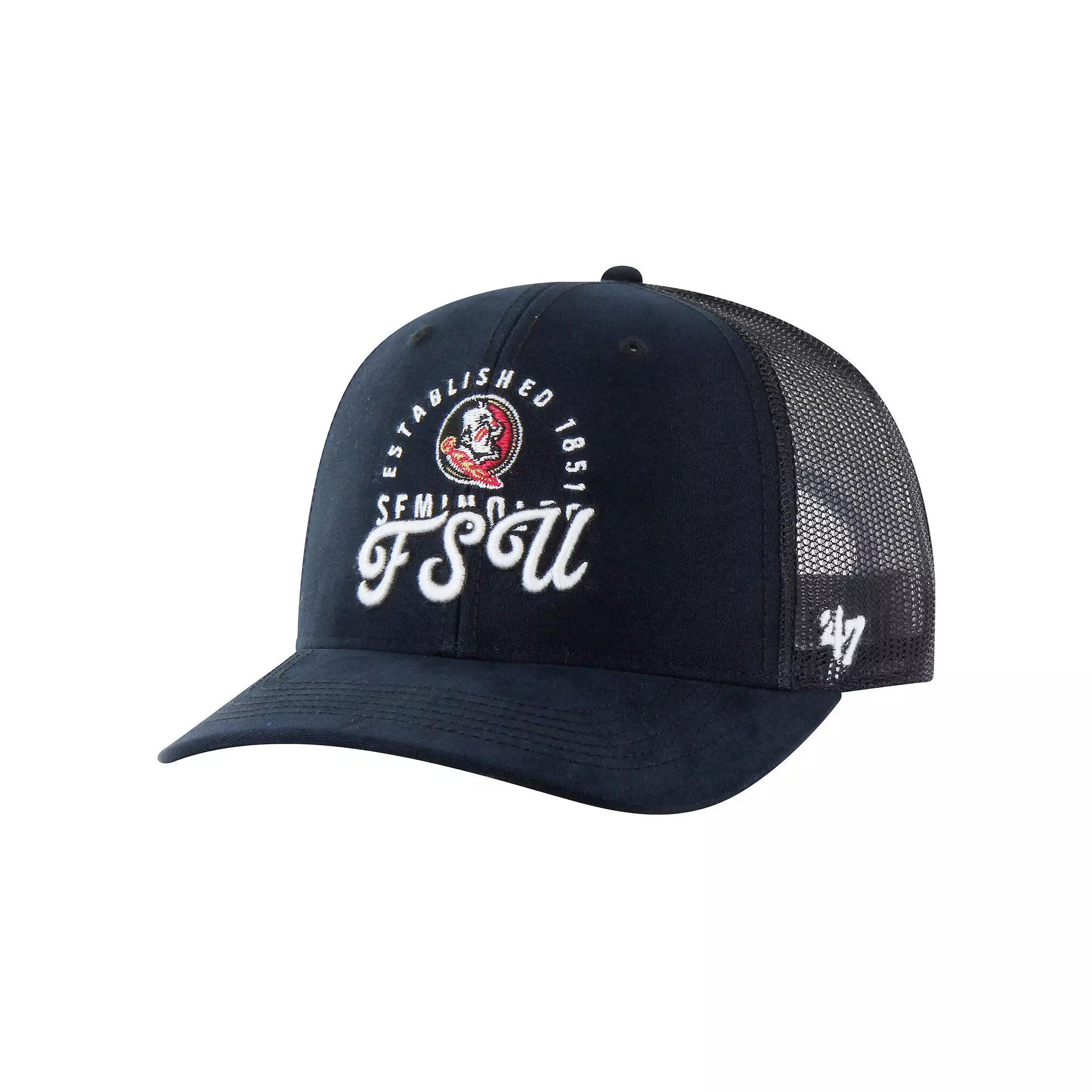 Men's '47 Black Florida State Seminoles Pitstop Trucker Adjustable Hat Product Image