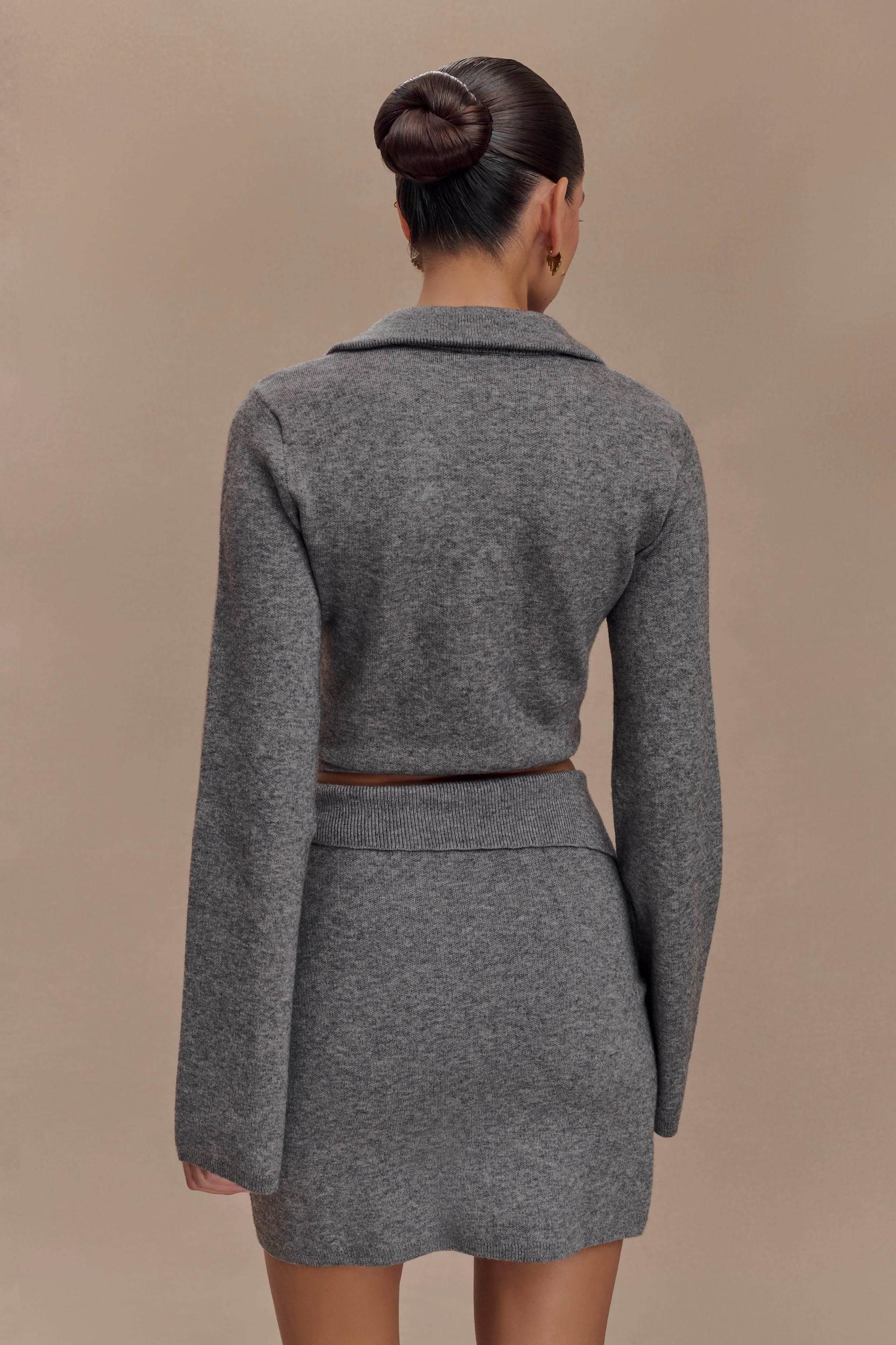 Annabelle Knit Curved Hem Cardigan - Charcoal Product Image