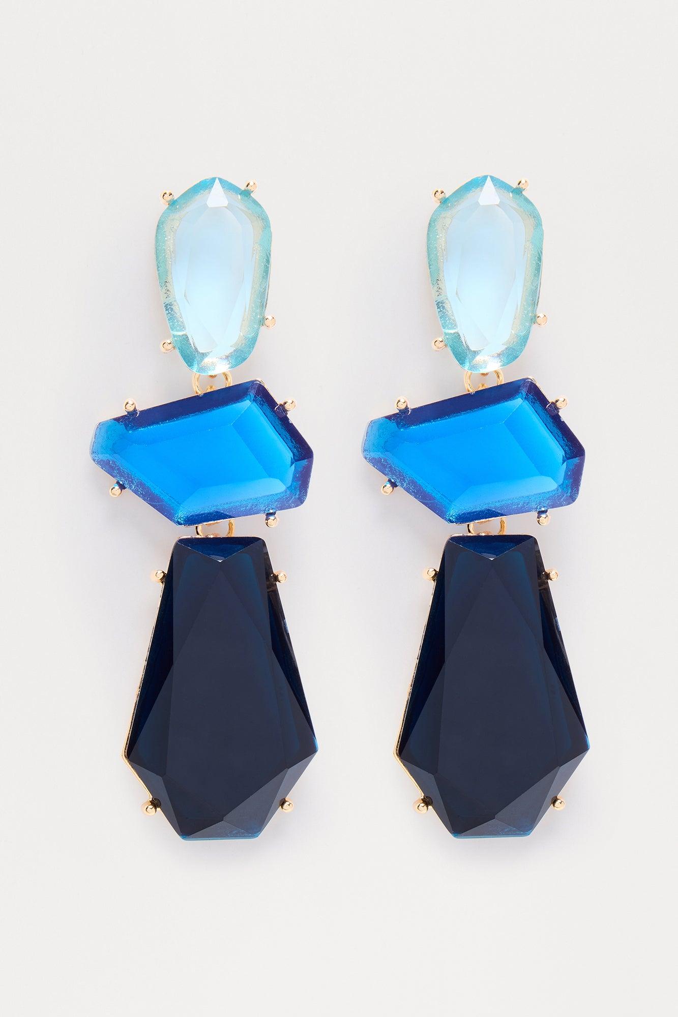 Twilight Sky Statement Drop Earrings - Blue Product Image