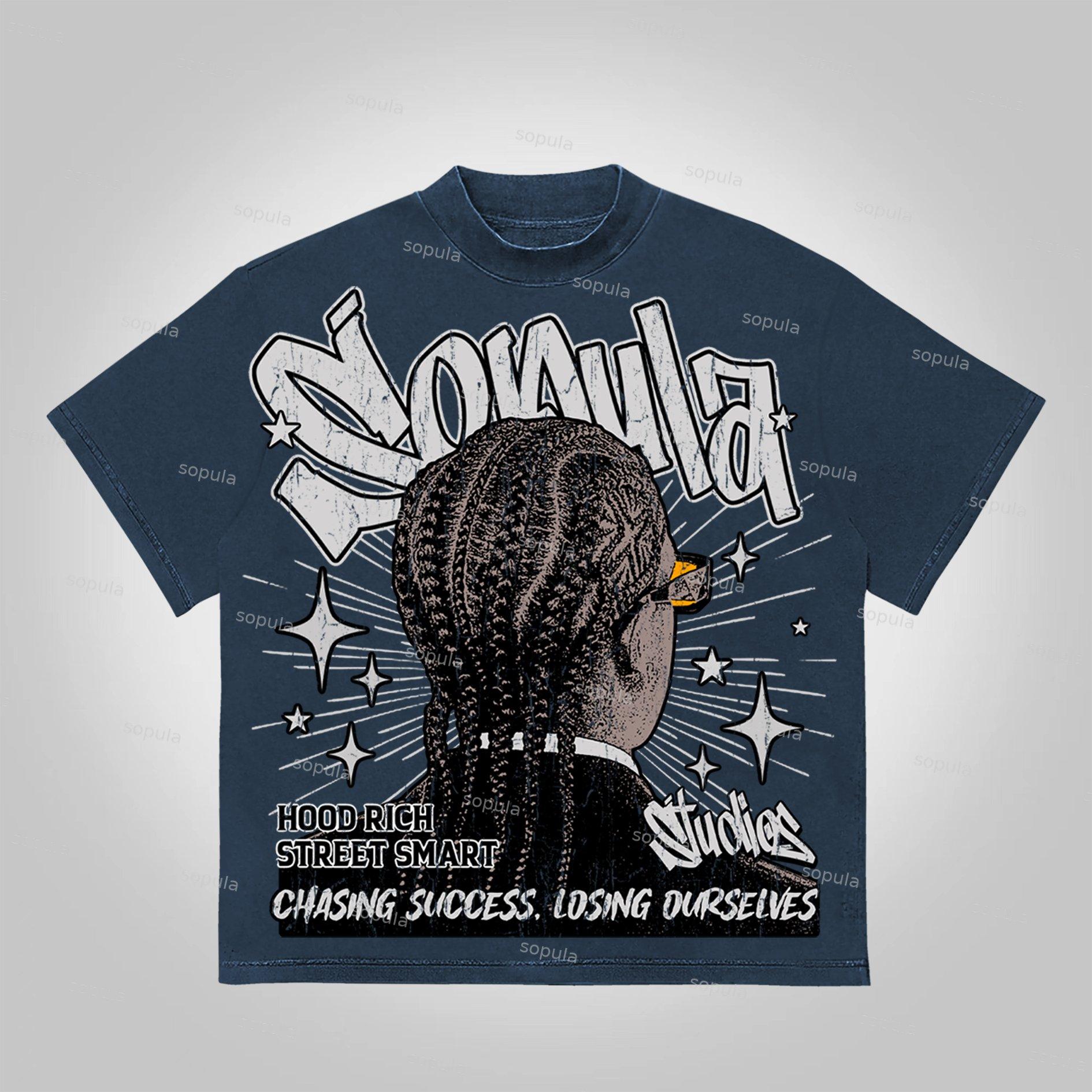 Sopula Street Dirty Braided Characters Make Vintage Graphics Cotton T-Shirt Product Image