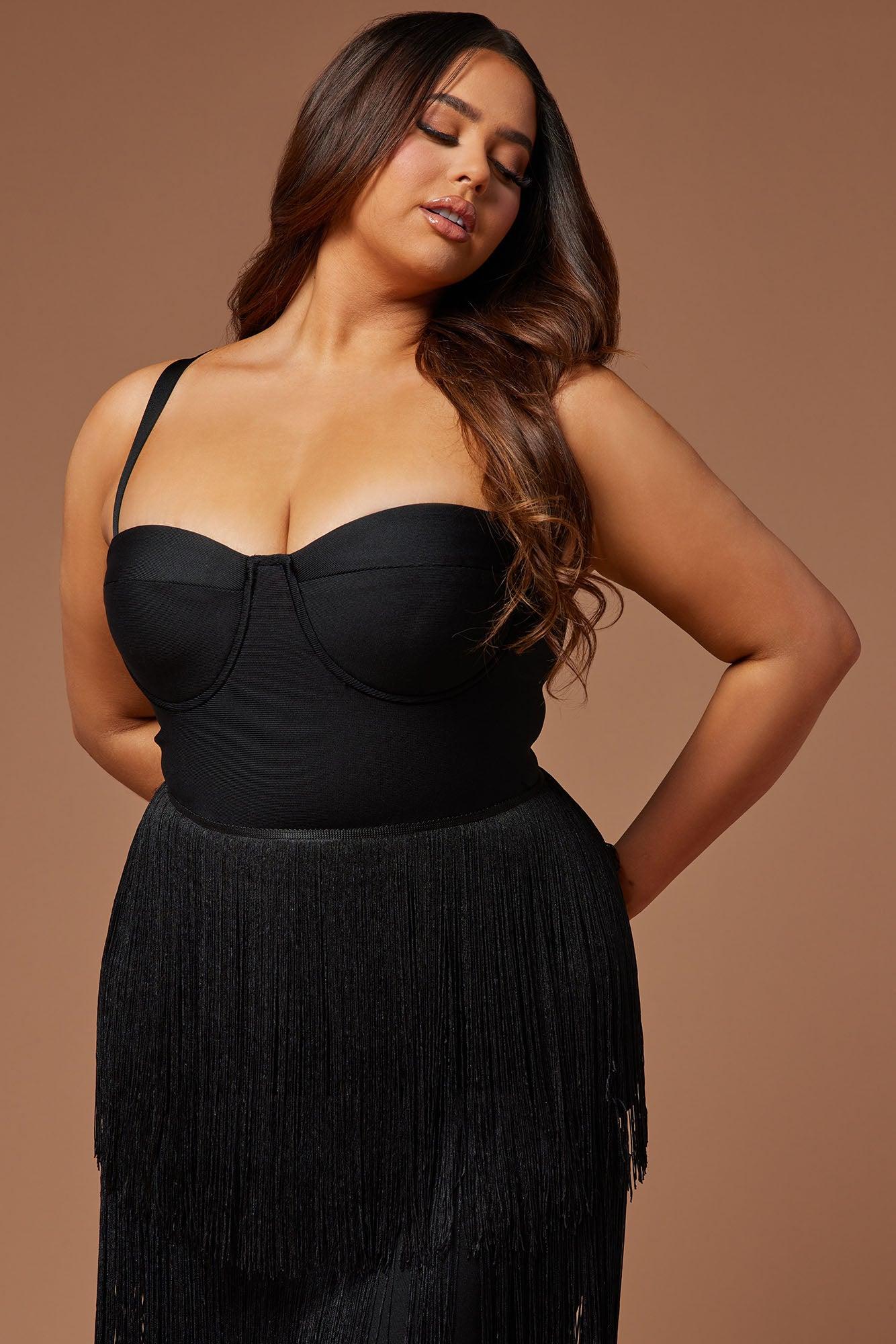 Faye Bandage Fringe Maxi Dress - Black Product Image