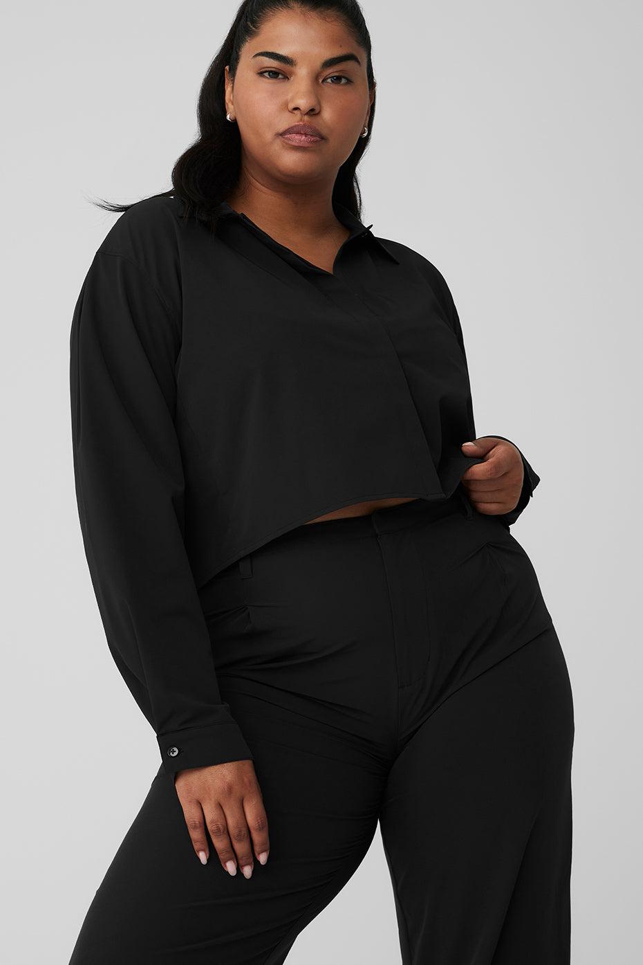 Cropped Take Me Out Button Up - Black Female Product Image