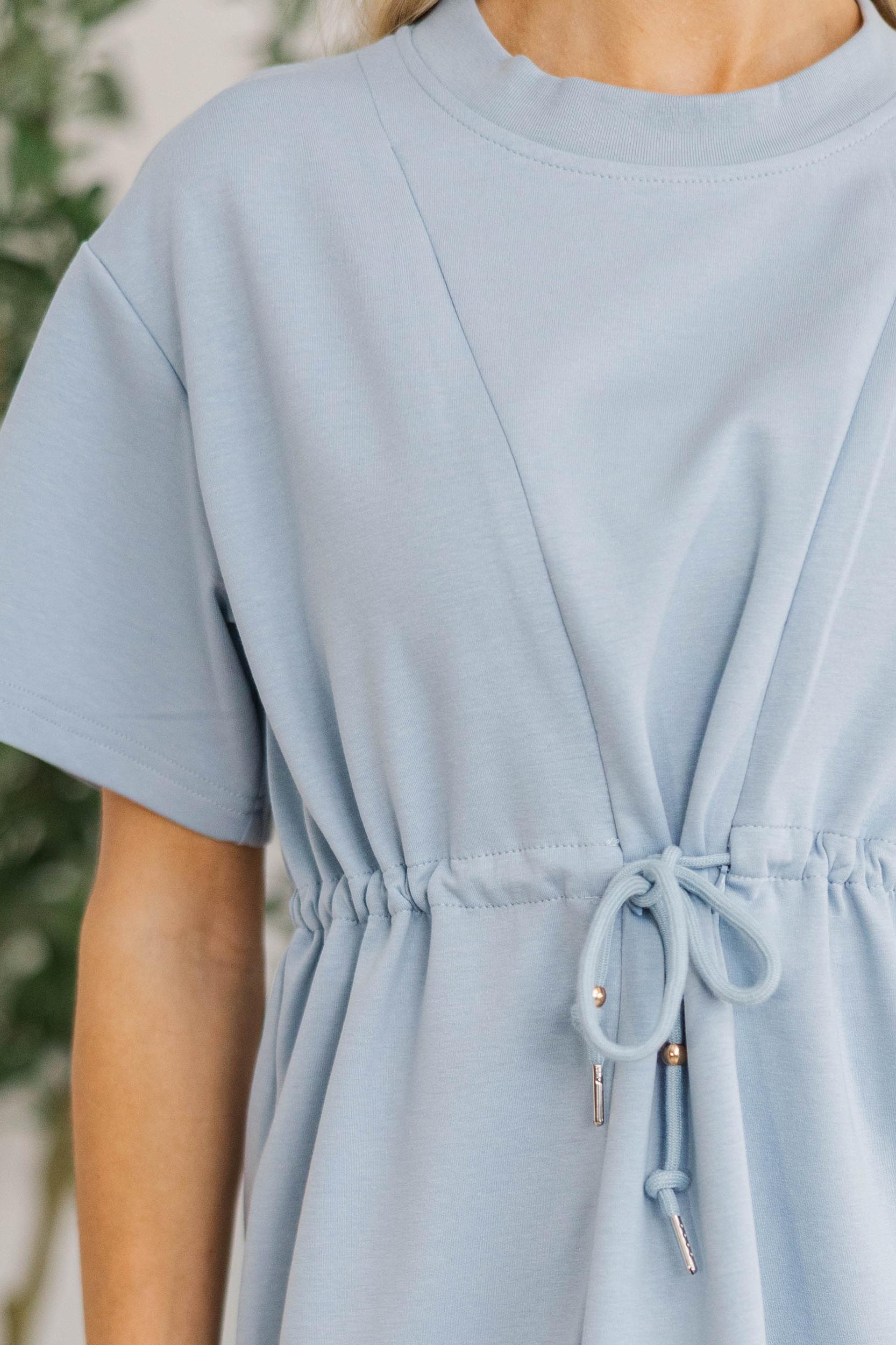 NURSING COLLECTION: Easy Motion Light Blue Drawstring Dress Female Product Image
