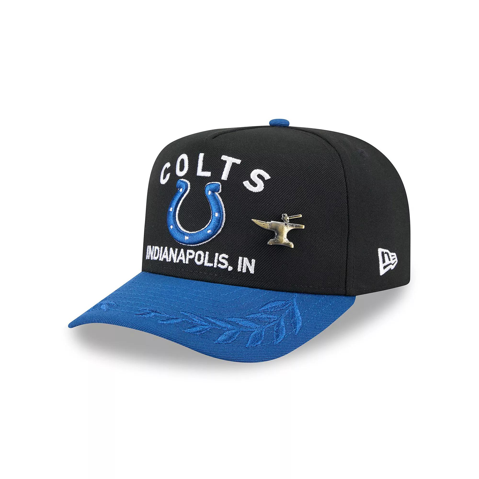 Men's New Era Black/Royal Indianapolis Colts 2025 NFL Draft On Stage A-Frame 59FIFTY Fitted Hat, Size: 7 5/8 Product Image
