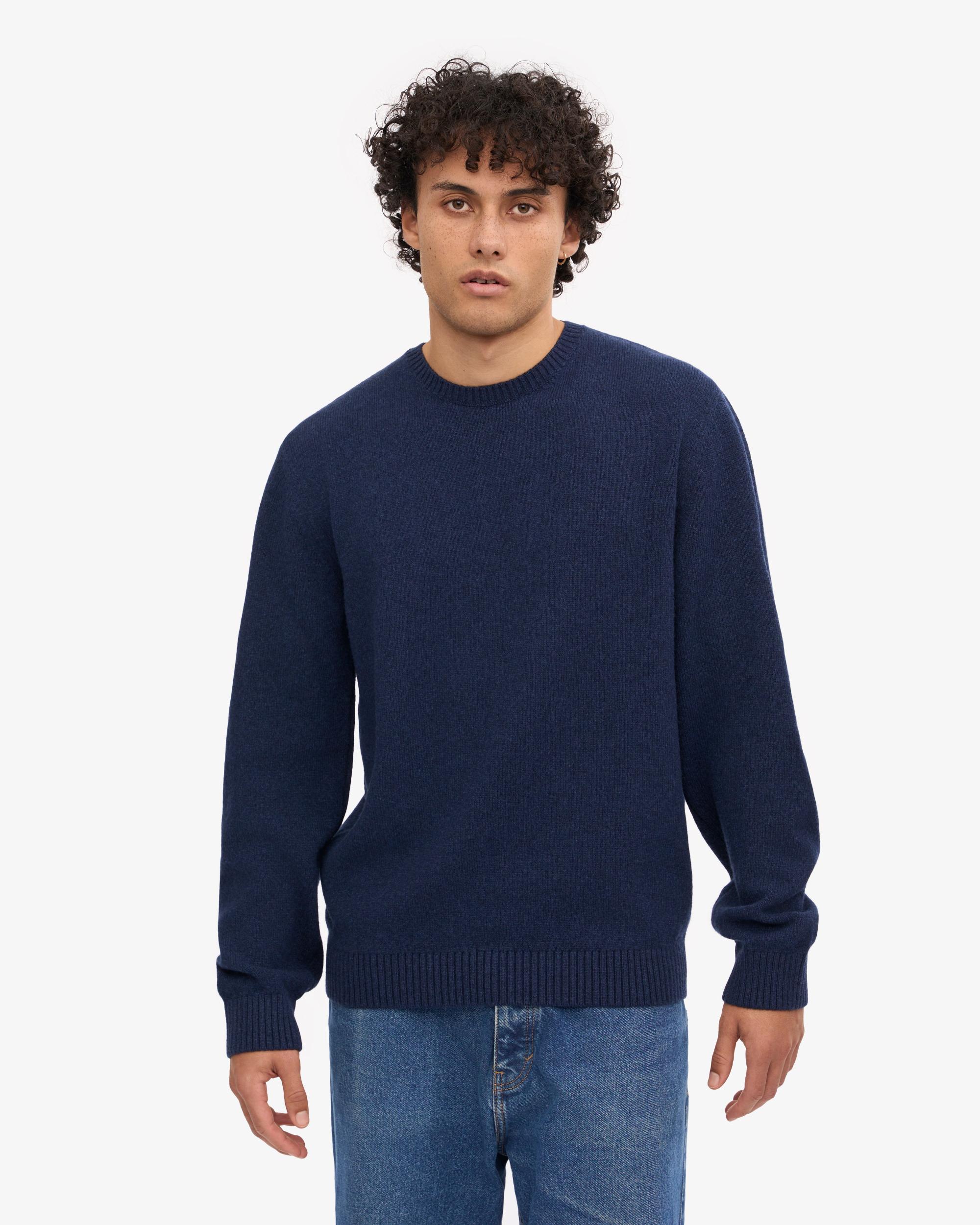 Classic Merino Wool Crew - Marine Blue Product Image