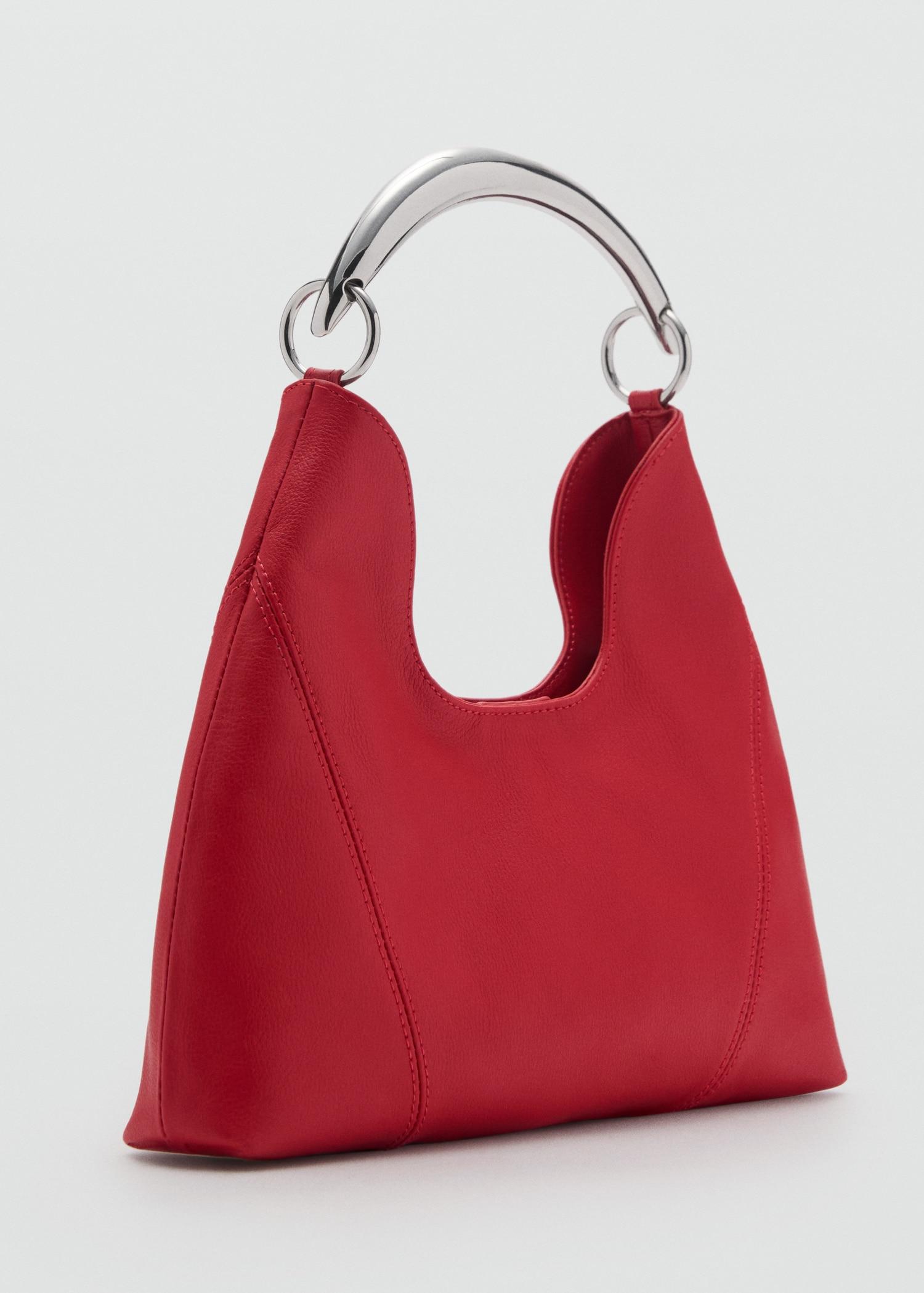 Leather shoulder bag with metal handle - Women | MANGO USA Product Image
